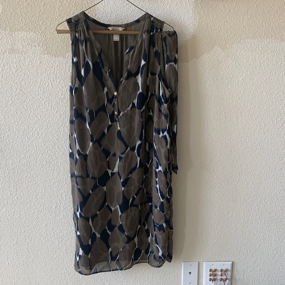 Banana Republic Asymmetrical Blue and Brown Dress